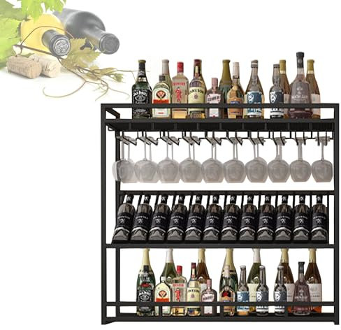 WXZXWXZX Botellero Vino Pared Vinoteca Mueble Bar Garrafeira Mini Bar Wine Rack Mueble Comedor Cocina para Salon Barra para Bar Sala de Estar y Cocina Despensa Bodega(Nero,150cm/59in)