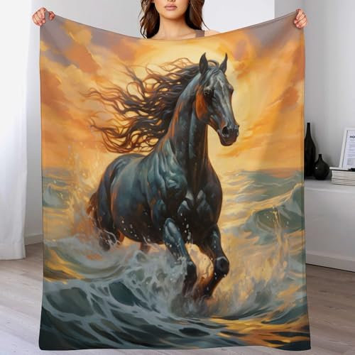 Fleece Decke Pferd, Kuschelweiche Flauschige Fleece Decke Für Couch, Sofa, Bett, Verdickte Warme Decke, Plüsch-Mikrofaserschläfchendecke, (140×180cm)