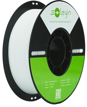 SOLEYIN Ultra PLA Matte Filament 1.75mm Weiß, 3D Drucker Filament 1kg Hochgeschwindigkeit 30-300mm/s Umweltfreundliche, für die meisten 3D-Drucker Creality Ender K1 K1C K2 plus (Matte Weiß)