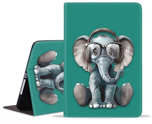 FVAENDHIO for iPad Mini 7 (A17 Pro) 2024 Case/iPad Mini 6 2021 Case, Adjustable Stand Auto Wake/Sleep Smart Leather Cover for iPad Mini 7th/6th Generation 8.3 Inch, Headphones Music Elephant