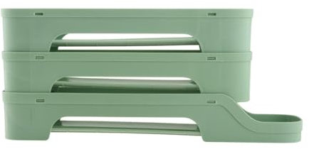Gralara Refrigerator Egg Storage Roll Slide Egg Storage Box Egg Rolling Rack for Cabinet, Multi, 3 layer dark green