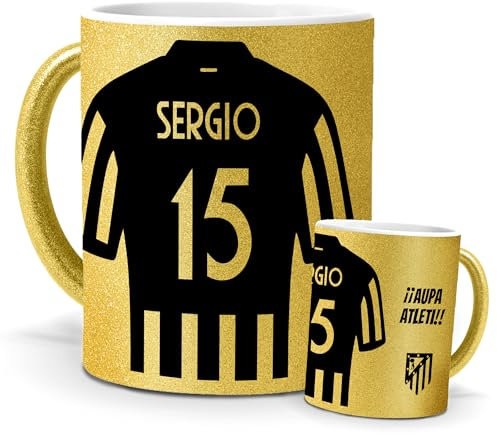 Taza Personalizada Atletico | Edicion especial GOLD | Tazas de Desayuno Fútbol | Regalo Original para Verdaderos Colchoneros | Niños | Día del Padre | Regalos Camisetas Futbolistas (Atlético)
