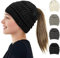 AUYAO Damen Mädchen Strickmütze mit Zopfloch für Pferdeschwanz Wintermütze Gestrickt Beanie Mütze Warme Hut mit Haaren Winter Kappe Beanie Ponytail Cap Damen Haube Mütze mit Loch für Zopf (Schwarz)
