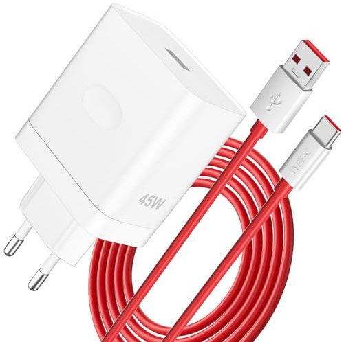 45W SUPERVOOC Chargeur et 6A Câble USB C 1m pour Oneplus 12R 13 Nord 4,SUPERVOOC Chargeur Secteur Chargeur Rapide pour OnePlus Nord CE 4 Lite CE 3 Lite 12 10 9 8 pour Oppo Reno 12F 11F 12FS A80 A79