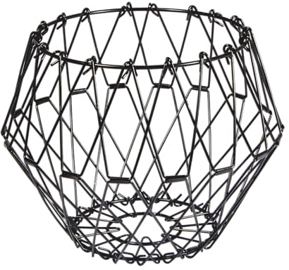Rayher Drahtkorb, Metall-Flexi-Korb, 32 cm ø, schwarz, faltbar, schwarz beschichtet, individuell formbar, als Korb oder Lampenschirm, 23104576