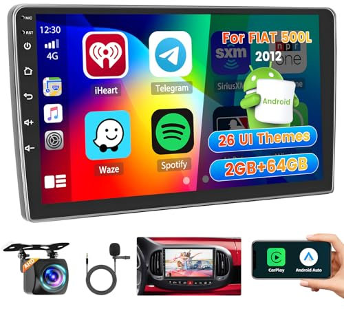 Roinvou 2+64G Schermo Radio per FIAT 500L 2012-2017 Wireless CarPlay Android Auto, Android Autoradio 10.1 Pollici Stereo Auto con Wi-Fi GPS Bluetooth EQ FM/RDS SWC Telecamera Posteriore