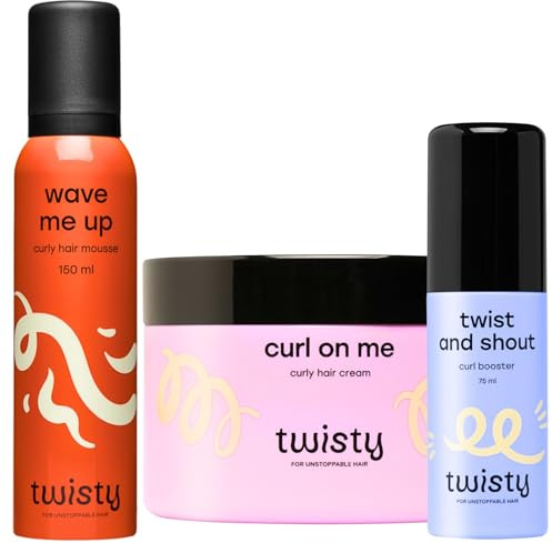 TWISTY Set Styling – Crema Ricci, Schiuma Capelli e Curl Booster – Kit Completo per Capelli Ricci e Mossi Definiti