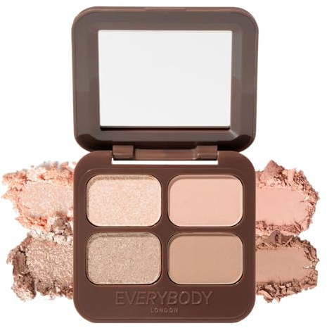 EVERYBODY LONDON 4 Farben Lidschatten, 2 Töne glänzend, 2 Töne matt, integrierter Spiegel, leicht blendbar, langlebige Formulierung, Apricot Dusk