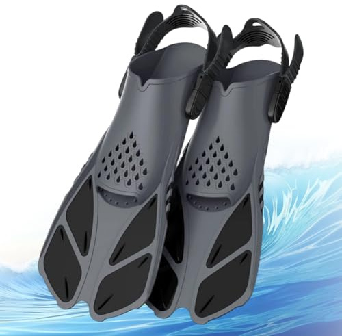 Schwimmflossen Erwachsene Unisex, Verstellbare Schnorchelflossen mit Offener Ferse, Kurze und rutschfeste Taucherflossen für Schnorcheln, Tauchen und Schwimmen