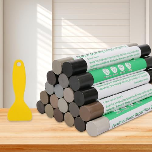 Holzmöbel-Reparaturset, 20 Farben Hartwachs Reparaturset, Laminat Reparaturset zum Reparieren von Kratzern, Schrammen, Rissen auf Möbeln, Fußböden, Schränken, Tischen und Türen–Grau Farbserie