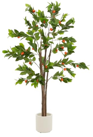 ML-Design Künstlicher Orangenbaum 160 cm, Kunstpflanze groß wie echt für Drinnen & Draußen, Deko Kunstbaum mit Orangen Früchten, Pflegeleichte Künstliche Pflanzen im Topf für Wohnzimmer und Büro