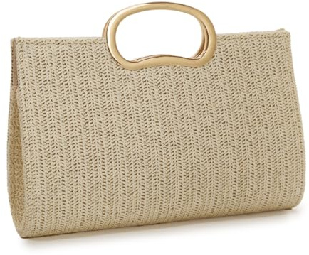 LHHMZ Top Handle Straw Clutch Bags for Women, Summer Straw Bag, Woven Beach Vacation Travel Raffia Shoulder Handbag 2026