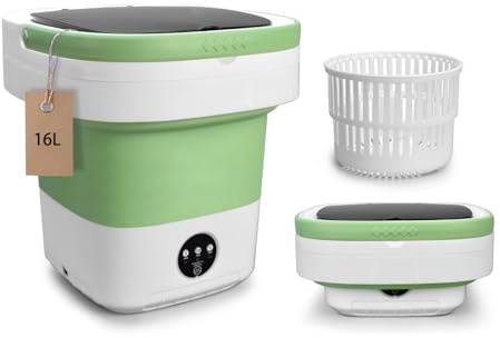 Portable Mini Washing Machine, 16L large-capacity Upgraded with Spin Basket Laundry Machine, 3 Cleaning Modes Suitable for Small Clothes, Foldable Design Ideal for Hotel, Campain, Apartment and Home