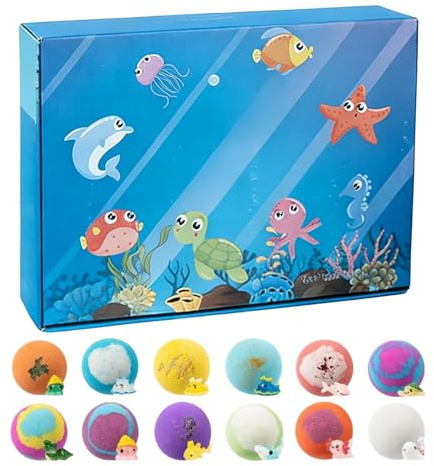 Bains Moussants pour,Set de 12 Gadgets Subaquatiques Nourrissants - Boules de Bain Effervescentes avec Jouet - Pour Garçons Jeunes d'Âge Préscolaire Piscine Parc