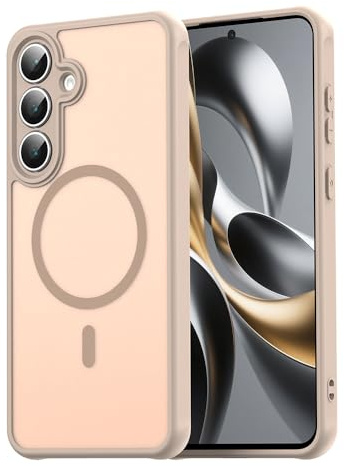 Techsuit für Samsung Galaxy S25 FE Hülle mit Magnetring, Mattierter Transluzenter Rückseite, Anti Fingerabdruck, Verstärkte Ecken, Erhöhte Kanten, Kameraschutz, HaloFrost II Series, Gold