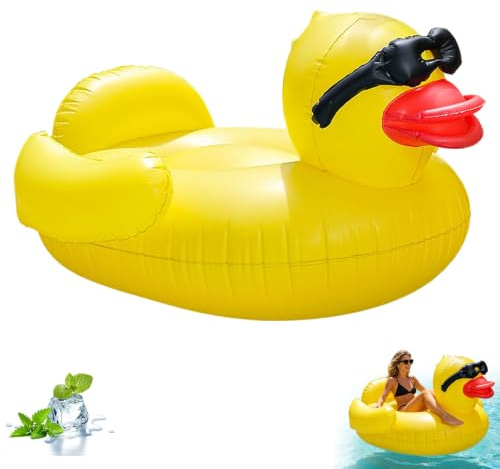 Aufblasbare Enten-Luftmatratze 53 Zoll mit Sonnenbrille für Pool See | Riesig stabil langlebig PVC Schwimmtiere Wasserliege Badeinsel Sommer Party Strand Fluss Geschenk Erwachsene