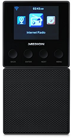 MEDION E85032 WLAN Internet Küchen Steckdosenradio (Abnehmbarem Streaming Lautsprecher, integriertes Netzteil mit Ladefunktion, DLNA, UPnP, Steuerung per App) schwarz
