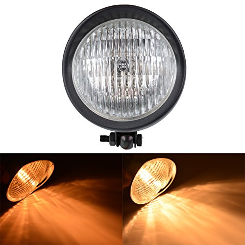 KaTur Universal 6,5 Motorrad Scheinwerferlampe Retro Klarglas Seitenmontage Einzelscheinwerfer Glühlampe (Weißlicht)