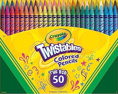 CRAYOLA Twistables Buntstift-Set, Kunstbedarf, Geschenk für Kinder, 50 Stück
