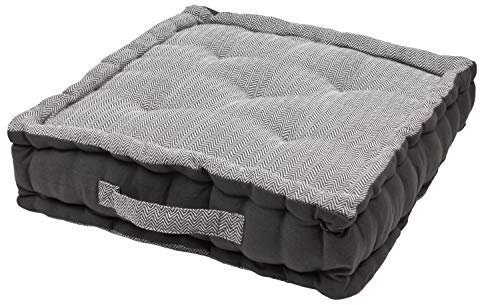 Sitzkissen Uni aus 100% Baumwolle (170g/m2) - 45x45x10cm - Bodenkissen, Stuhlkissen, Sitzerhöhung (Anthrazit Zigzag)
