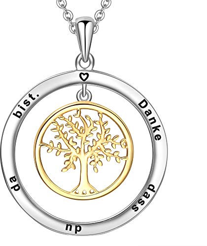 LOVORDS Damen Halskette Gravur 925 Sterling Silber Kreis Lebensbaum Kette Anhänger Geschenk für Mutter Mama Frauen Freundin Oma
