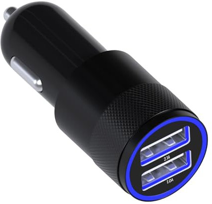 MMOBIEL Car/Truck Charger Dual USB Port Cigarette Lighter Adapter – Car Charger 5V / 4.8A / 24W USB Socket Compatible with iPhone Series 16/15/14, Samsung Galaxy S25/S24/S23/S22/S21 – Black
