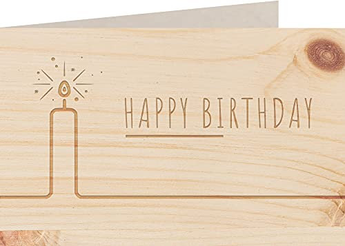 Geburtstagskarte aus Holz - Happy Birthday - 100% handmade in Österreich - Postkarte, Geschenkkarte, Grußkarte, Klappkarte, Karte, Einladung, Holzart:Zirbe