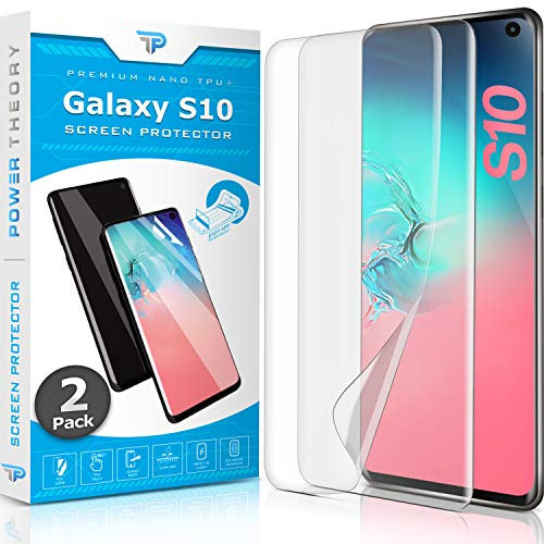 Power Theory Schutzfolie für Samsung Galaxy S10 Displayschutz [KEIN GLAS] 3D Nano Tech Folie, 100% Fingerabdrucksensor, Einfache Installation [2 Stück]