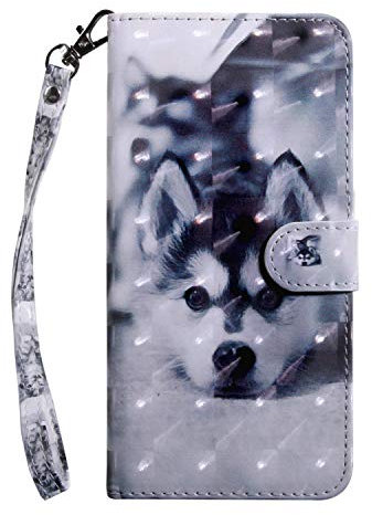 vingarshern Coque Wiko View 3 Étui Cuir PU Couverture Pochette,Flip Cover Fermeture Magnétique Portefeuille Housse Wiko View 3 Coque Cuir avec Fonction Stand/Carte Slots(Husky)