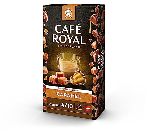 Café Royal Caramel Flavoured 100 Capsules pour Cafetière à Café Nespresso - Intensité 4/10 - Capsules de Café en Aluminium certifiées UTZ