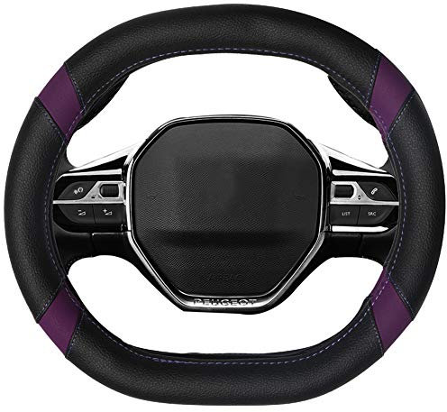 Mayco Bell Mikrofaser Leder Auto Lenkradbezug Fit für Peugeot 3008 4008 206 207 208 2016-2019 508 208 2019 e-208 (lila)