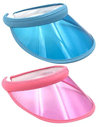 BESPORTBLE 2pcs Gesichtsschutz Sonnenschutz Sonnenblende Sonnenschild UV Schutz Damen Herren Augenschutz Schutzvisier Anti Tröpfchen Visierschutz für Innen Außen (Pink+Blau)