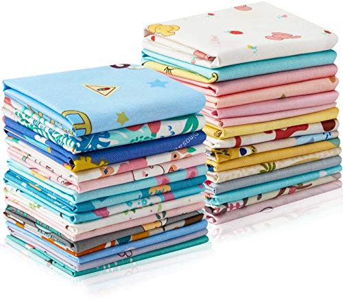 30 Stücke Tiere Baumwoll Stoff Bündel Süß Muster Stoff Quadrate 10 x 10 Zoll Eichhörnchen Elch Bär Nähen Stoffabfall zum Quilten Patchwork Scrabooking Stoff DIY Handwerk