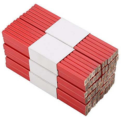 Wakects Lápiz octagonal, 72 lápices de carpinteros rojos con diseño de báscula, lápiz duro negro de plomo carpintero, herramienta de marcado de carpintería, 17,5 x 1,3 x 0,7 cm