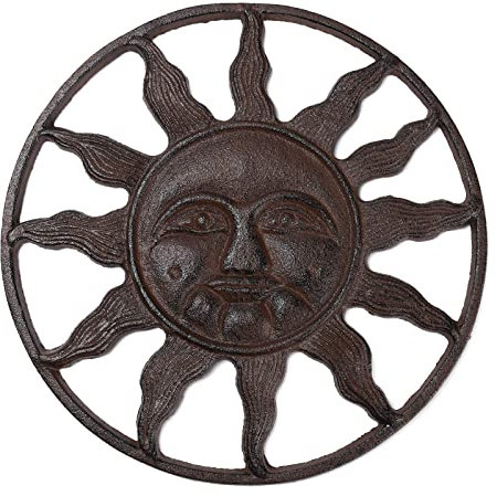 BRASSTAR Trittstein aus Gusseisen, Märchen-Sonnen-Design, Garten, Rasen, Blumenbeet, Outdoor, Bauernland-Dekoration, TQZDPT65