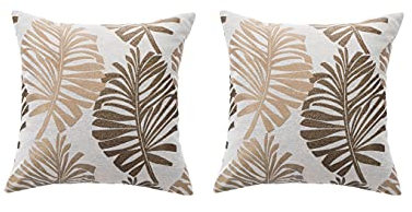 2 Pezzi Federe Copricuscini 45 x 45 cm, Federa per Cuscino Decorazioni in Lino con Cerniera Invisibile,Fodere Cuscini per Divano, Sofà, Interni ed Esterni. (dorato)