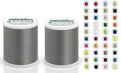 2x Madeira Polyneon 40 | SET | 1.000 m Spule | Doppelpack | Stickgarn | Maschinenstickgarn (1918 Grey (Grau))