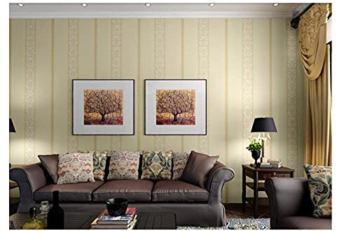 ZZDXL Tapeten Hellgelbe Streifen Tapete Vliestapete 10 M X 0,53 M,3D Tapete Für Schlafzimmer Wohnzimmer Oder Küche,Modern Klassisch Elegance Tapete Kinderzimmer,Wandtapete Jungen Mädchen