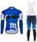 Radtrikot Set Herren Fahrradtrikot, Langarm Set mit 20D-Gel-gepolsterten Langarm Trägerhose Radhose, Atmungsaktiv Elastische Schnell Trocknend Fahrradbekleidung Set für Radfahren MTB