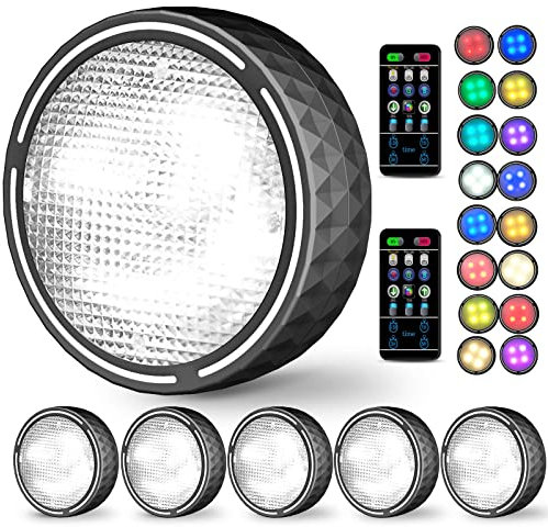 Schrankleuchten Led Schrankbeleuchtung 6er Nachtlicht mit Fernbedienung Treppen Licht Unterbauleuchte Batteriebetrieben Schrank Lichter für Schlafzimmer, Kleiderschrank, Kabinett, Küche (Schwarz)
