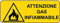 NEW CARTELLO SEGNALETICO UNI - ATTENZIONE GAS INFIAMMABILE - Adesivo Extra Resistente, Pannello in Forex, Pannello In Alluminio (ADESIVO 60X25 cm)