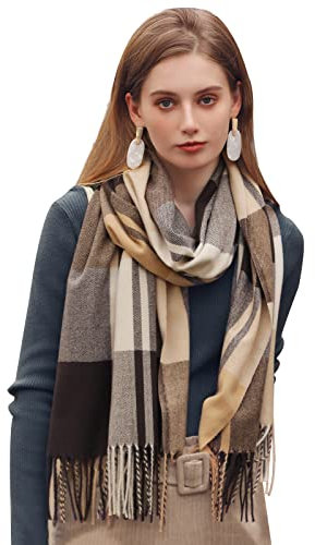 LumiSyne Winter Schal Kariert Kaschmir Schal Für Damen Herren Klassisches Karomuster Pashmina Schals Mit Quasten/Fransen Lange Tartan Schal Weiche Und Warmer Schultertuch Stola