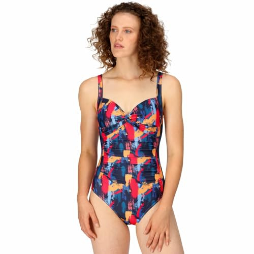 Regatta Womens Sakari Tummy Control Swimming Costume - Navy Brush - 12