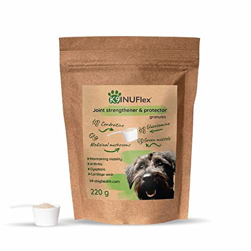 K9 INUFlex® Grünlippmuschel Hund - Gelenkpulver für Hunde mit ESM, Glucosamin & Kollagen [HOCHDOSIERT] - Unterstützung für Gelenkprobleme für alle Rassen - Alternative zu Gelenktabletten - 220g