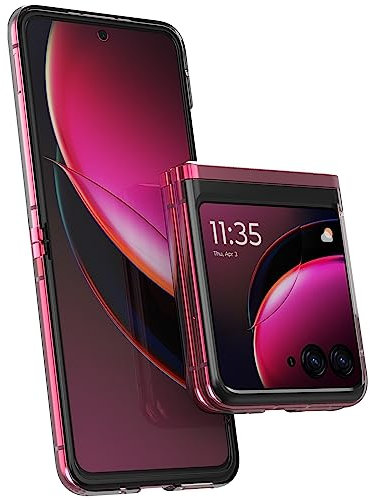 Motorola Razr+ (Plus) 2023 / Razr 40 ultraklare Hülle - Präsentieren Sie Ihr Telefon, schlanker, leichter Schutz, scharnierlose Schale, CNC-Präzisionsausschnitte, Viva Magenta NCVM Akzentbesatz