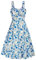 Belle Poque BP0380S22 Robe de Cocktail décontractée pour Femme Élégante Robe Spaghetti décontractée trapèze, Fleurs Bleues., XL