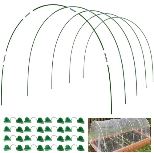 MAXPACE Gewächshausreifen für 0,8 m oder breitere Wachstumstunnel, rostfreier Fiberglas-Stützrahmen für Gartenstoff, DIY-Pflanzenstütze Gartenpfähle, Gartenbedarf, 25 Stück