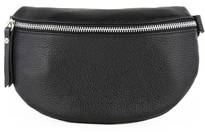 lePelou Leder Bauchtasche für Damen mit Wechselgurt, Festival Tasche, Frauen Bauchtasche mit breitem Schultergurt, Kleine Umhängetasche, Crossbody Tasche, Geschenk für Damen (Schwarz, S)