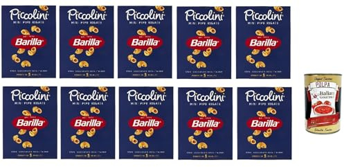 Italian Gourmet Mini Pipe Rigate pasta italiana corta Nudeln 10 x 500g | Formato piccolo rigato, 100% grano duro; ideal für Saucen, Aufläufe und, Gesamtnettogewicht 5 kg + Kostenlos Polpa 400g