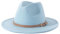 Bywenzai Männer Frauen Filz Top Hüte Fedora Panama Hüte Zylinder Mit Flacher Krempe Damen Französischer Filzhut Warmer Jazzhut Herren M (56-58Cm) Hellblauer Hut + Heller Khakifarbener Gürtel